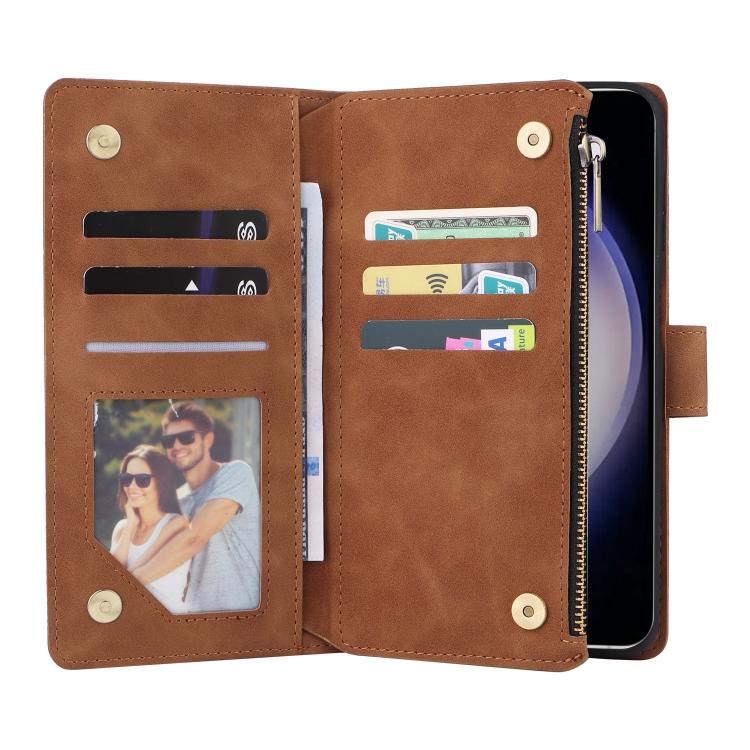 For Galaxy S26 5G Multifunctional Frosted Zipper Wallet Leather Phone Case