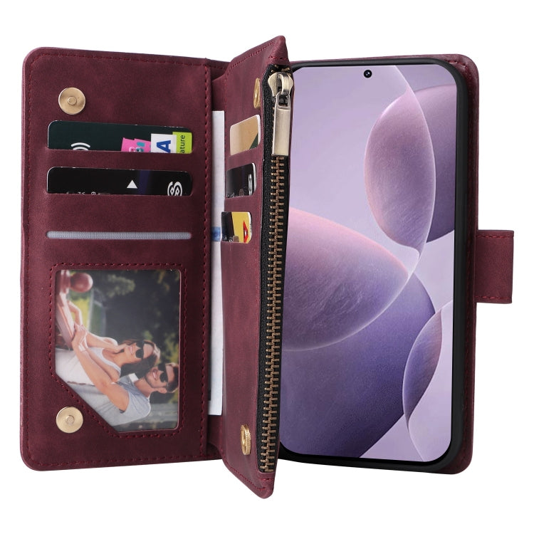 For Xiaomi 14T Multifunctional Frosted Zipper Wallet Leather Phone Case
