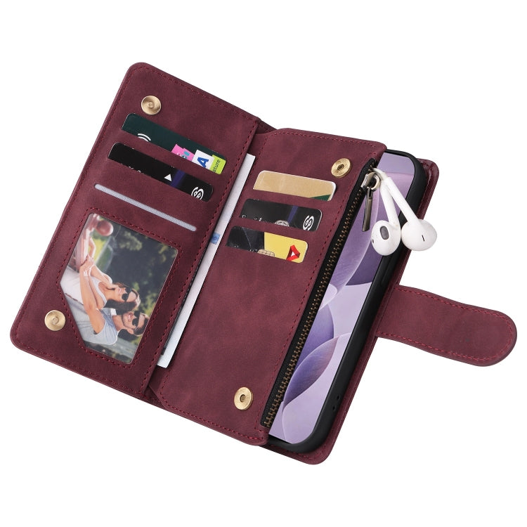 For Xiaomi 14T Multifunctional Frosted Zipper Wallet Leather Phone Case
