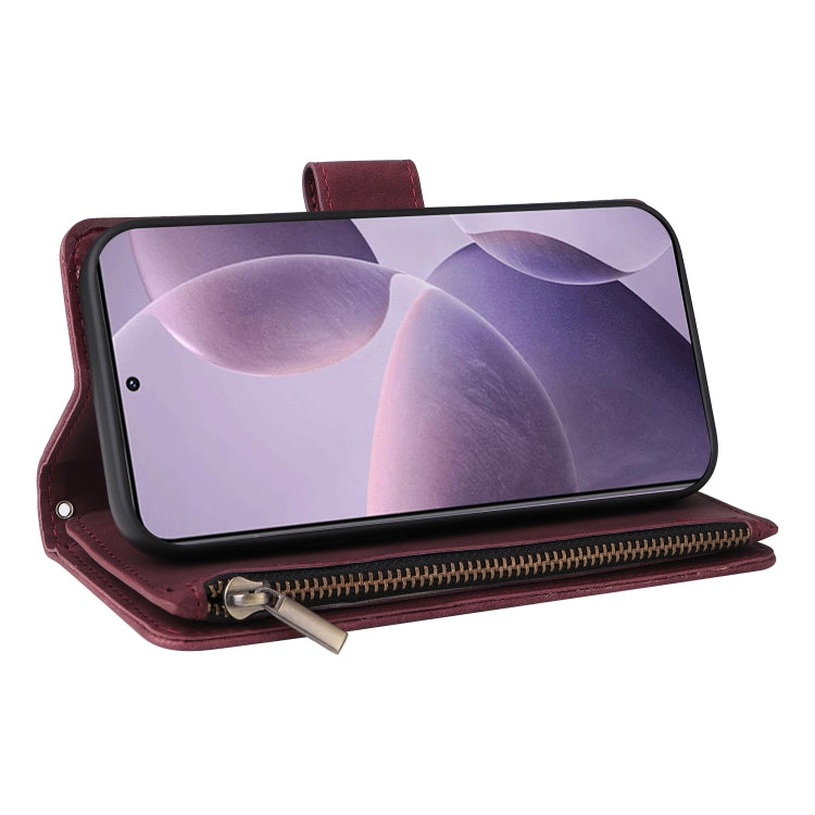 For Xiaomi 14T Multifunctional Frosted Zipper Wallet Leather Phone Case