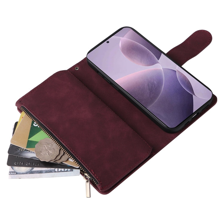 For Xiaomi 14T Multifunctional Frosted Zipper Wallet Leather Phone Case