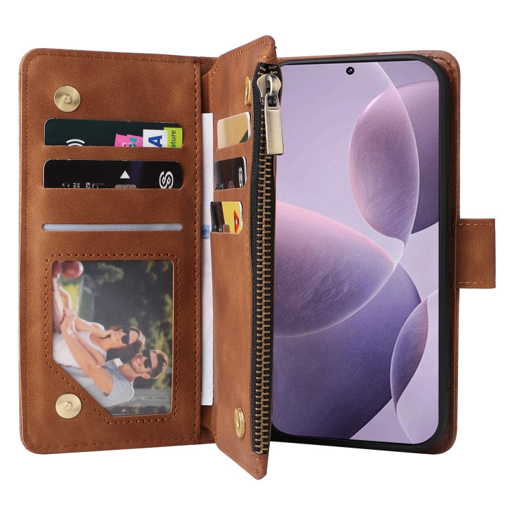 For Xiaomi 14T Multifunctional Frosted Zipper Wallet Leather Phone Case