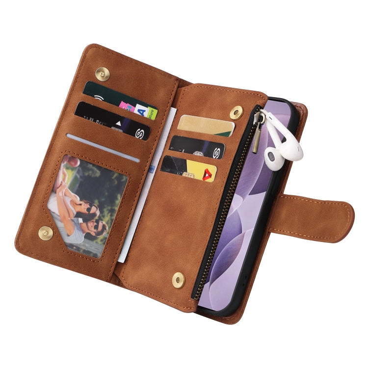 For Xiaomi 14T Multifunctional Frosted Zipper Wallet Leather Phone Case