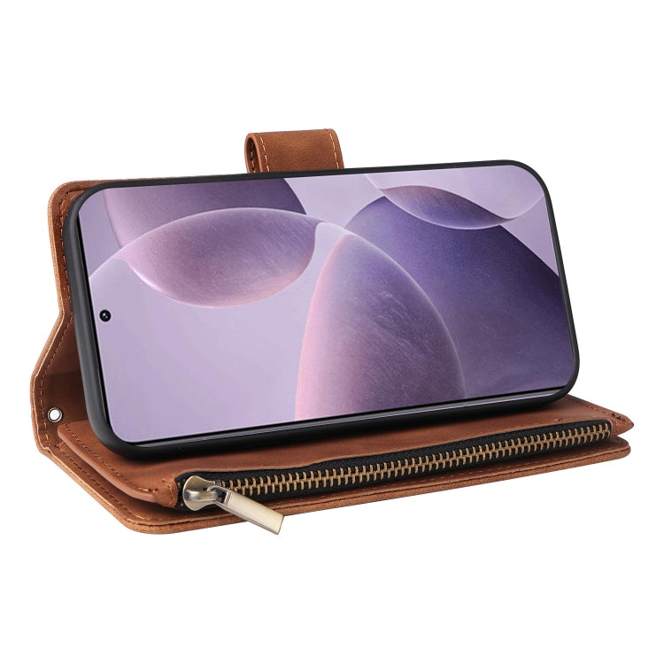 For Xiaomi 14T Multifunctional Frosted Zipper Wallet Leather Phone Case