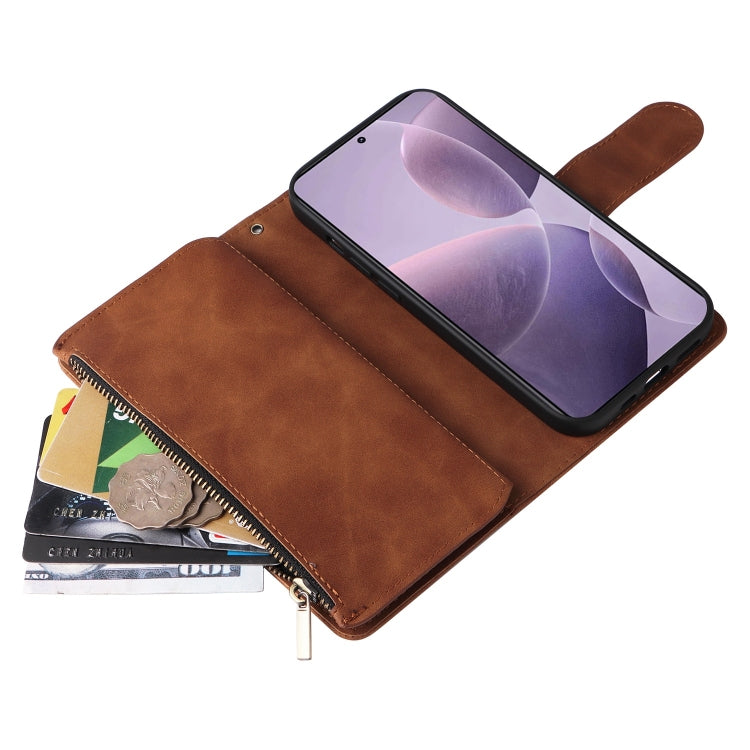 For Xiaomi 14T Multifunctional Frosted Zipper Wallet Leather Phone Case