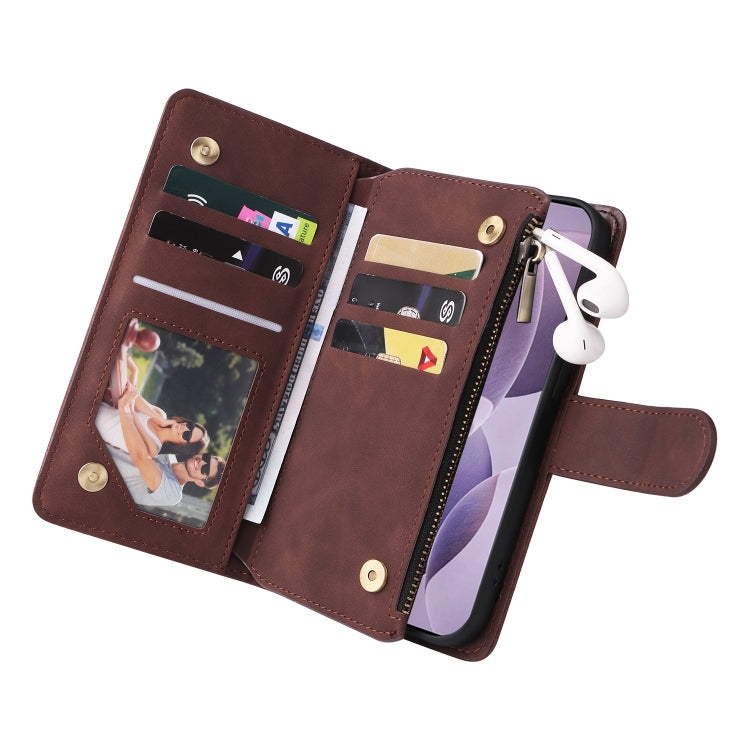 For Xiaomi 14T Multifunctional Frosted Zipper Wallet Leather Phone Case
