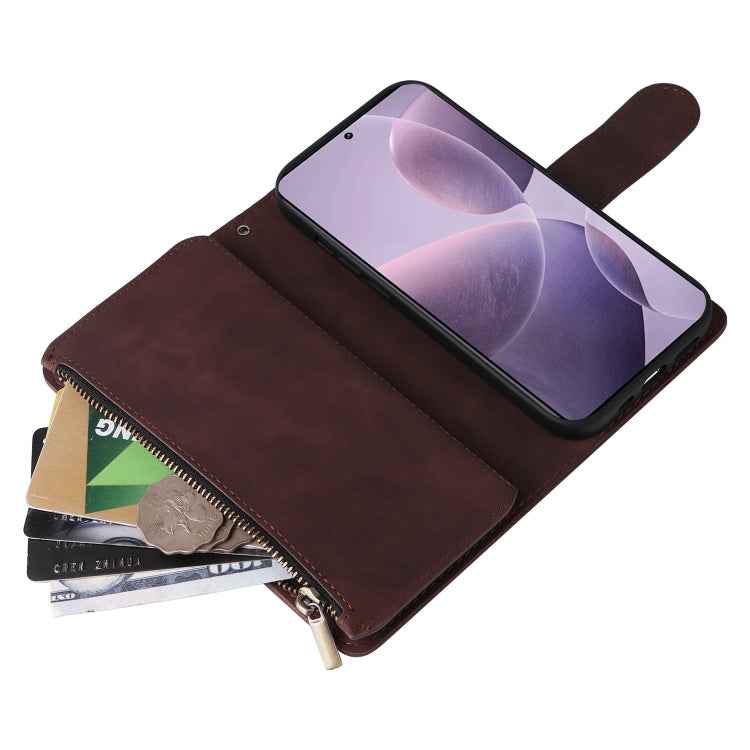 For Xiaomi 14T Multifunctional Frosted Zipper Wallet Leather Phone Case