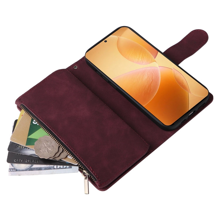 For Xiaomi 14T Pro Multifunctional Frosted Zipper Wallet Leather Phone Case