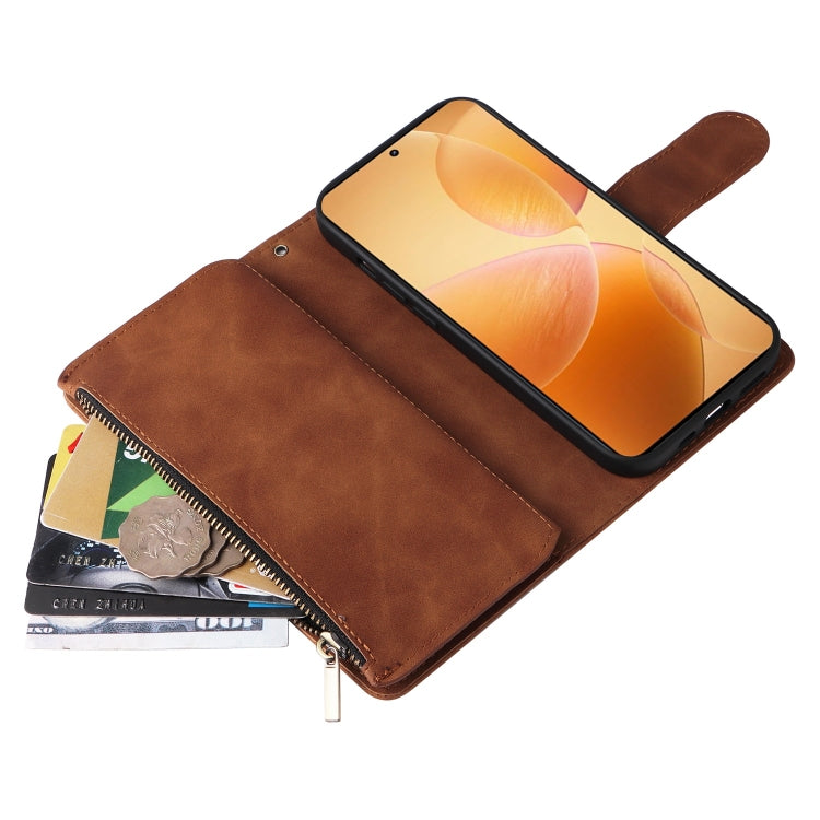 For Xiaomi 14T Pro Multifunctional Frosted Zipper Wallet Leather Phone Case