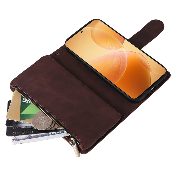 For Xiaomi 14T Pro Multifunctional Frosted Zipper Wallet Leather Phone Case