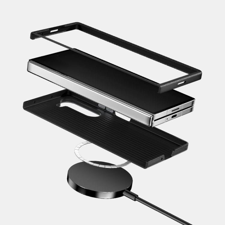For Samsung Galaxy Z Fold6 5G ABEEL C Carbon Fiber Series 6D Micro Relief MagSafe Phone Case