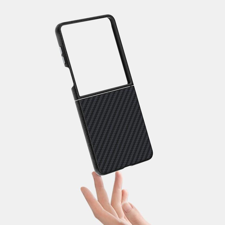 For Samsung Galaxy Z Flip7 5G ABEEL C Carbon Fiber Series 6D Micro Relief MagSafe Phone Case