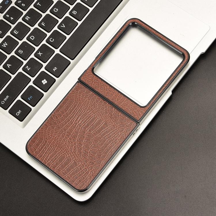 For Tecno Phantom V Flip2 Crocodile Texture Back Cover Phone Case