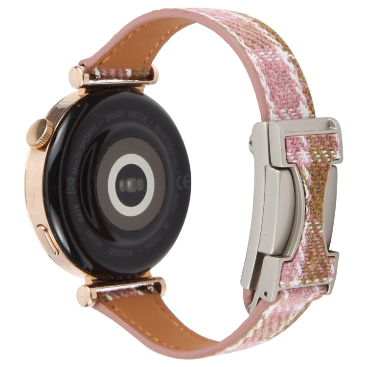 22mm Universal Slim Magnetic Buckle Napped Fabric Leather Watch Band