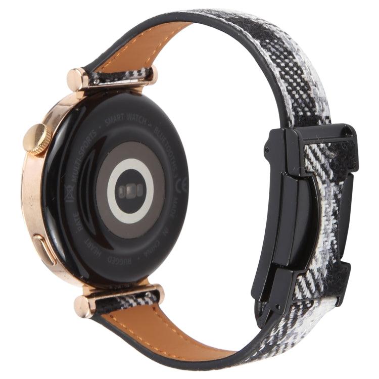 22mm Universal Slim Magnetic Buckle Napped Fabric Leather Watch Band