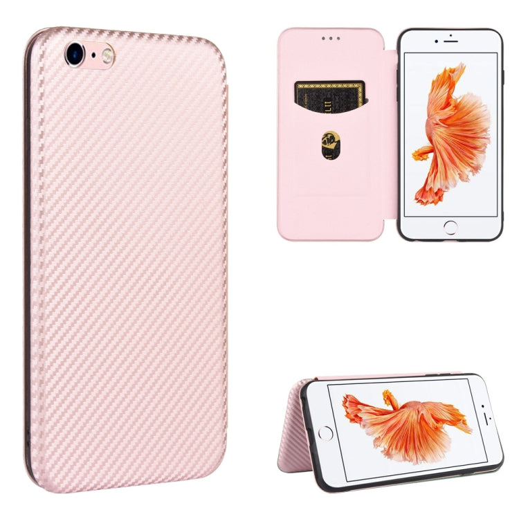 For iPhone 6 / 6s Carbon Fiber Texture Horizontal Flip TPU + PC + PU Leather Case with Card Slot