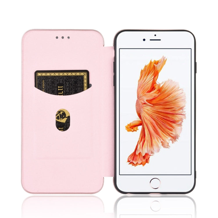 For iPhone 6 / 6s Carbon Fiber Texture Horizontal Flip TPU + PC + PU Leather Case with Card Slot