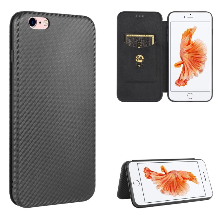 For iPhone 6 / 6s Carbon Fiber Texture Horizontal Flip TPU + PC + PU Leather Case with Card Slot