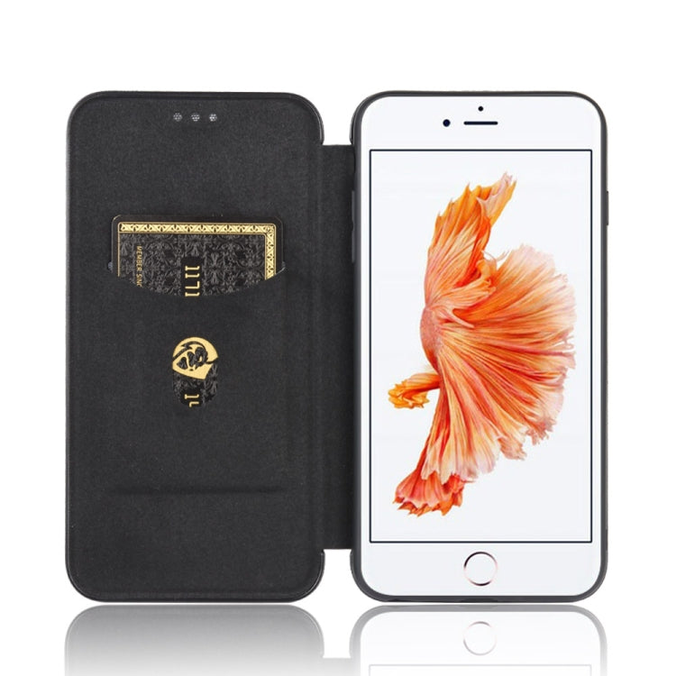 For iPhone 6 / 6s Carbon Fiber Texture Horizontal Flip TPU + PC + PU Leather Case with Card Slot