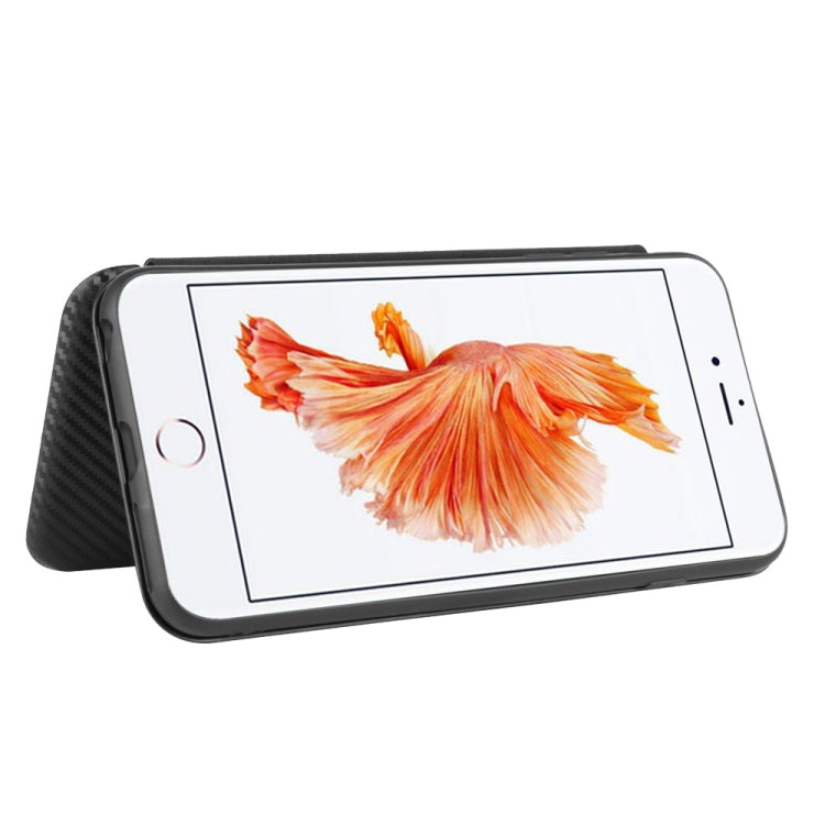 For iPhone 6 / 6s Carbon Fiber Texture Horizontal Flip TPU + PC + PU Leather Case with Card Slot
