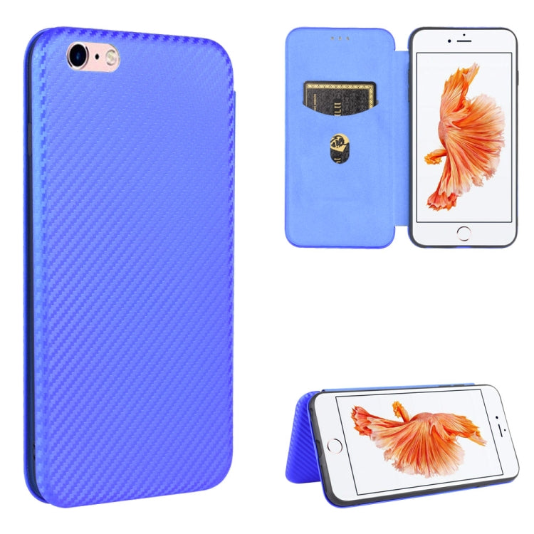 For iPhone 6 / 6s Carbon Fiber Texture Horizontal Flip TPU + PC + PU Leather Case with Card Slot