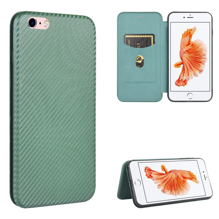 For iPhone 6 / 6s Carbon Fiber Texture Horizontal Flip TPU + PC + PU Leather Case with Card Slot