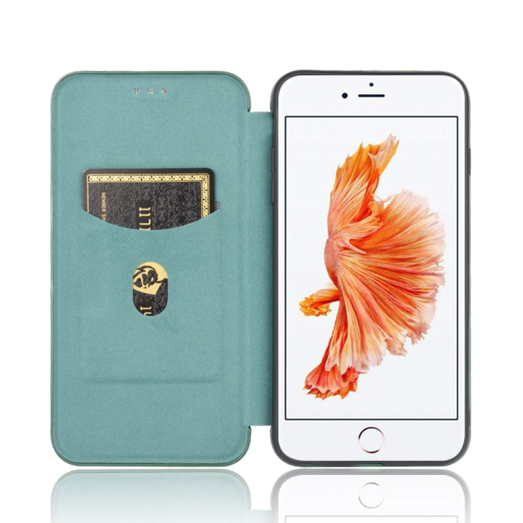 For iPhone 6 / 6s Carbon Fiber Texture Horizontal Flip TPU + PC + PU Leather Case with Card Slot