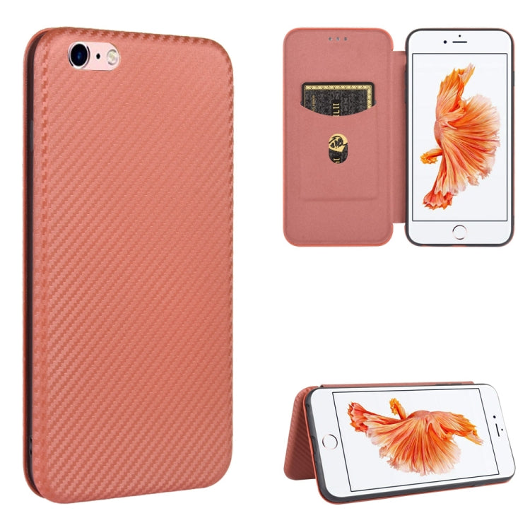 For iPhone 6 / 6s Carbon Fiber Texture Horizontal Flip TPU + PC + PU Leather Case with Card Slot