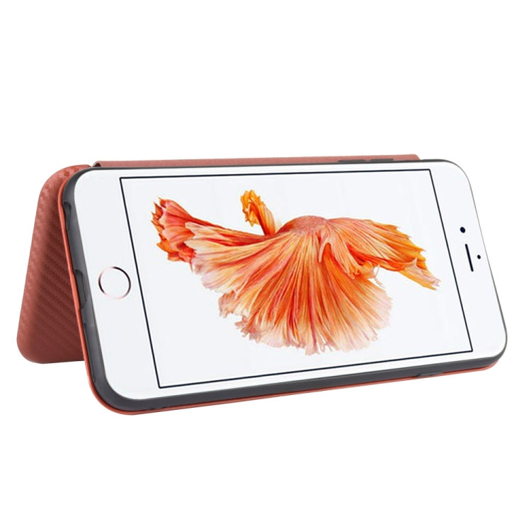 For iPhone 6 / 6s Carbon Fiber Texture Horizontal Flip TPU + PC + PU Leather Case with Card Slot