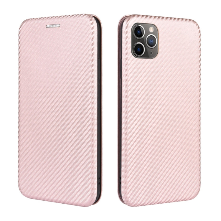 For iPhone 11 Pro Max Carbon Fiber Texture Horizontal Flip TPU + PC + PU Leather Case with Card Slot
