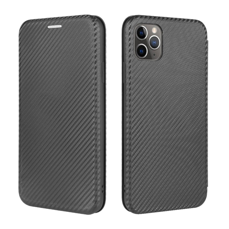 For iPhone 11 Pro Max Carbon Fiber Texture Horizontal Flip TPU + PC + PU Leather Case with Card Slot