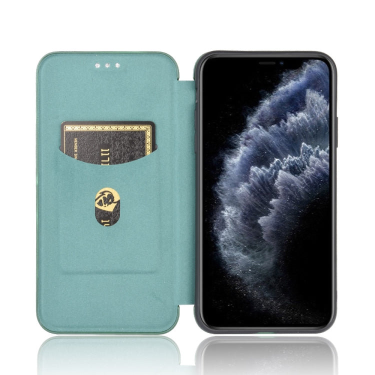For iPhone 11 Pro Max Carbon Fiber Texture Horizontal Flip TPU + PC + PU Leather Case with Card Slot
