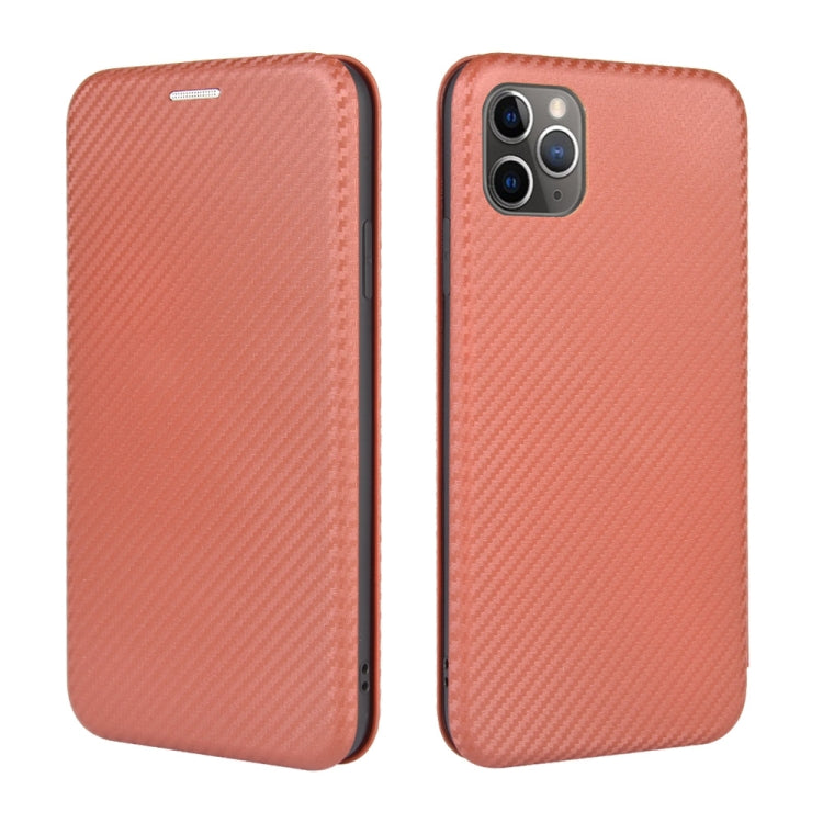 For iPhone 11 Pro Max Carbon Fiber Texture Horizontal Flip TPU + PC + PU Leather Case with Card Slot
