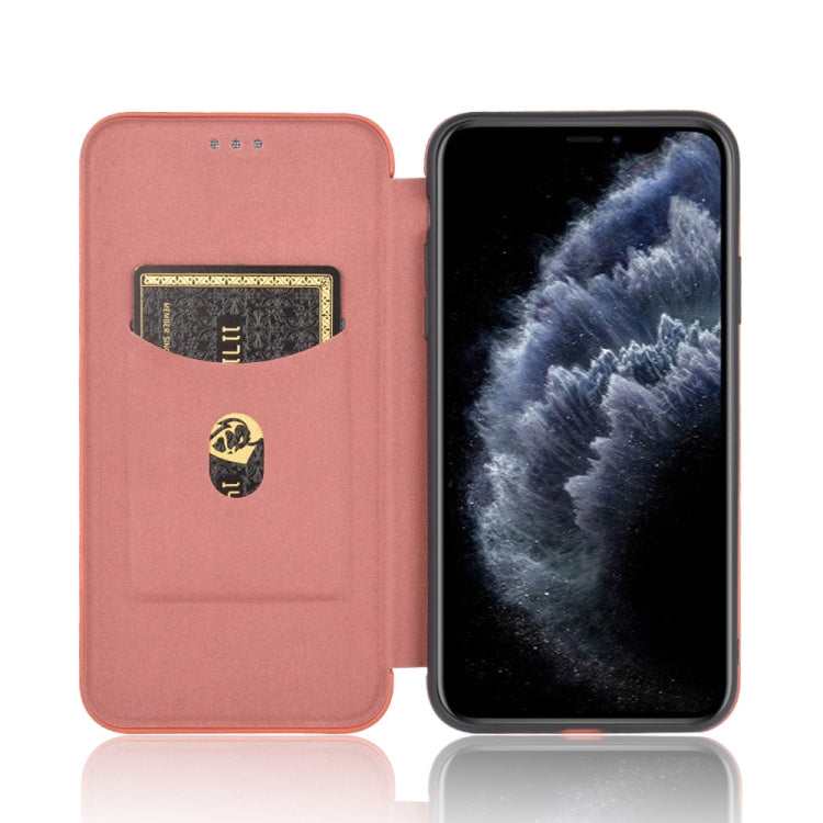 For iPhone 11 Pro Max Carbon Fiber Texture Horizontal Flip TPU + PC + PU Leather Case with Card Slot