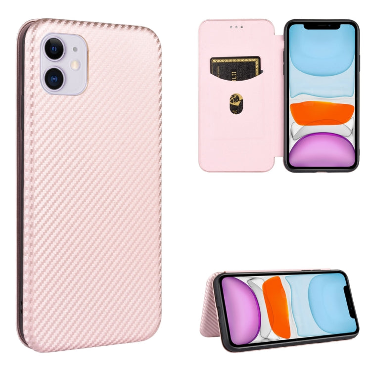 For iPhone 11 Carbon Fiber Texture Horizontal Flip TPU + PC + PU Leather Case with Card Slot