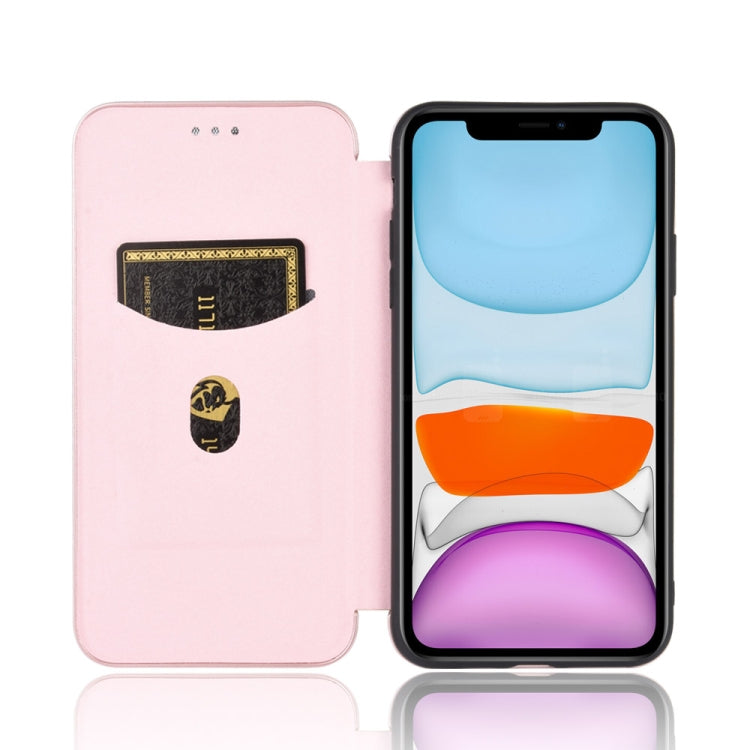 For iPhone 11 Carbon Fiber Texture Horizontal Flip TPU + PC + PU Leather Case with Card Slot
