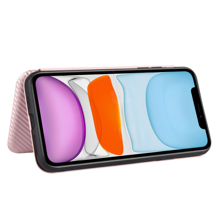 For iPhone 11 Carbon Fiber Texture Horizontal Flip TPU + PC + PU Leather Case with Card Slot