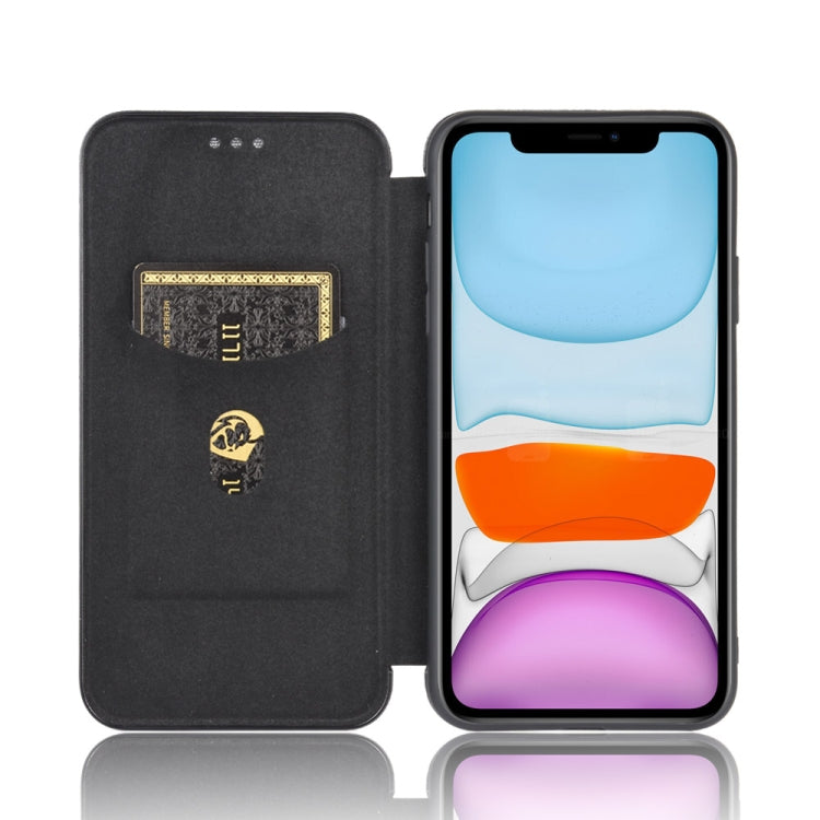 For iPhone 11 Carbon Fiber Texture Horizontal Flip TPU + PC + PU Leather Case with Card Slot
