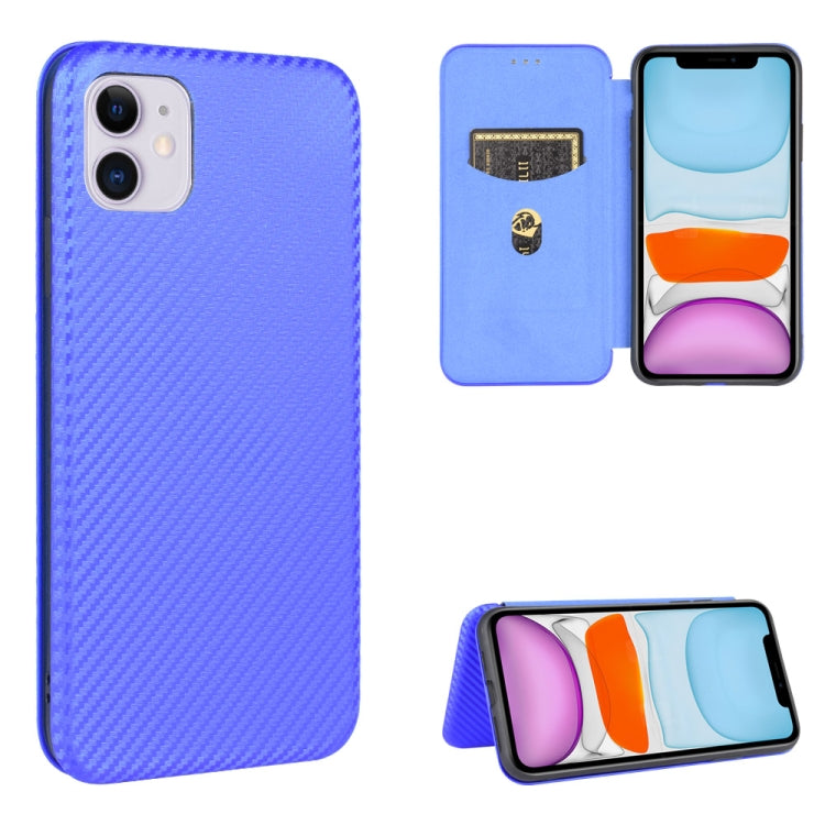 For iPhone 11 Carbon Fiber Texture Horizontal Flip TPU + PC + PU Leather Case with Card Slot