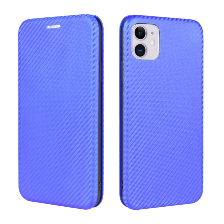 For iPhone 11 Carbon Fiber Texture Horizontal Flip TPU + PC + PU Leather Case with Card Slot