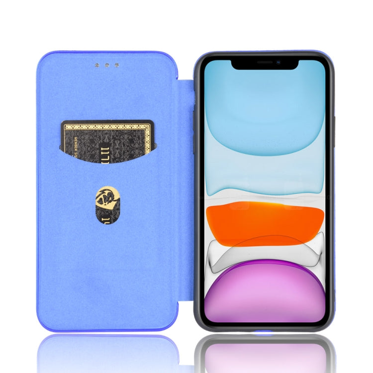 For iPhone 11 Carbon Fiber Texture Horizontal Flip TPU + PC + PU Leather Case with Card Slot