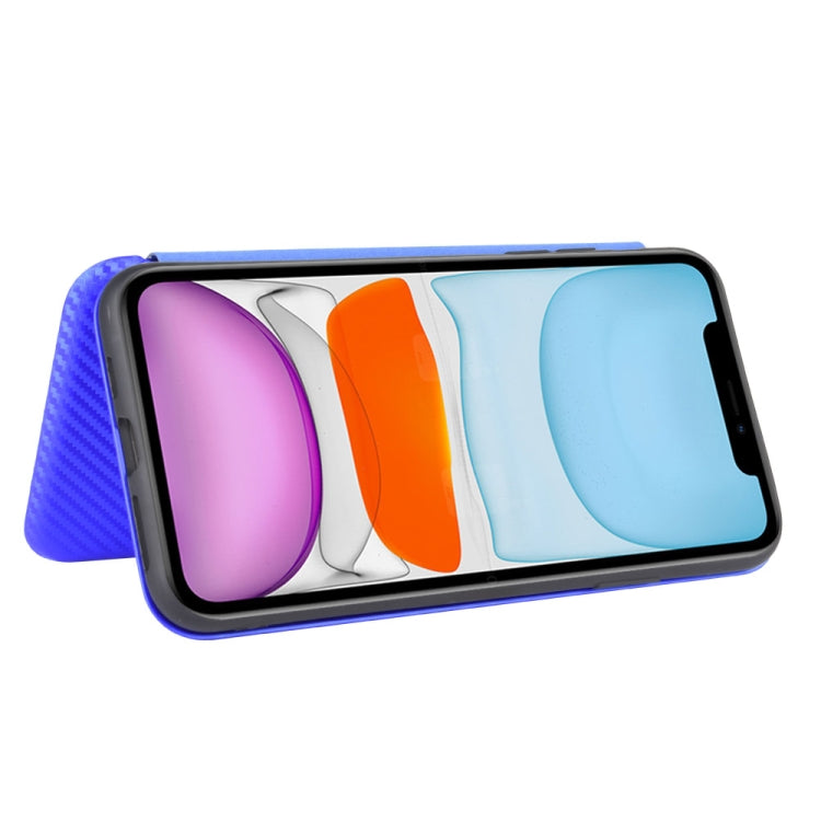 For iPhone 11 Carbon Fiber Texture Horizontal Flip TPU + PC + PU Leather Case with Card Slot