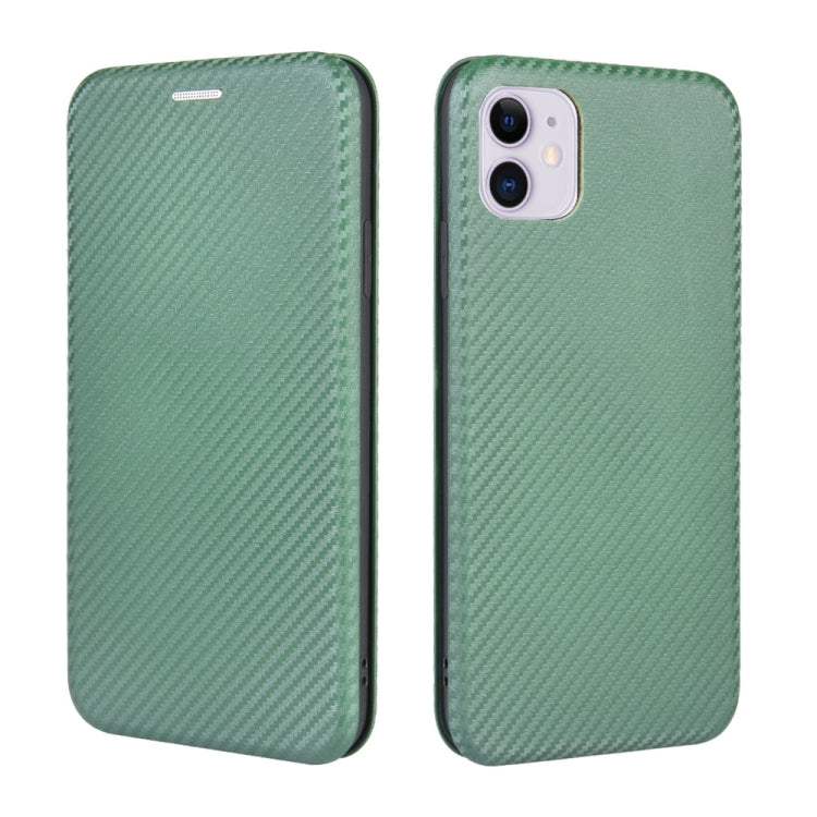 For iPhone 11 Carbon Fiber Texture Horizontal Flip TPU + PC + PU Leather Case with Card Slot