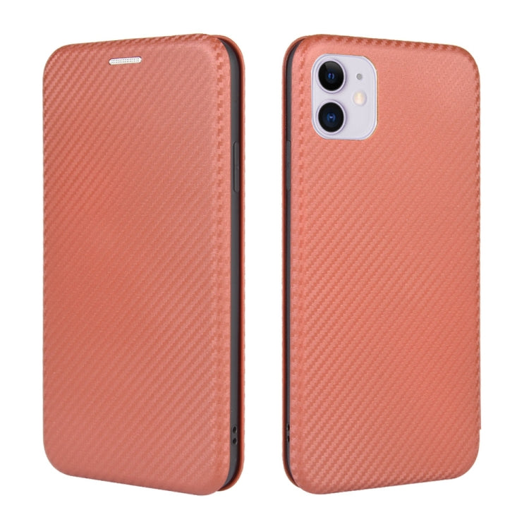 For iPhone 11 Carbon Fiber Texture Horizontal Flip TPU + PC + PU Leather Case with Card Slot
