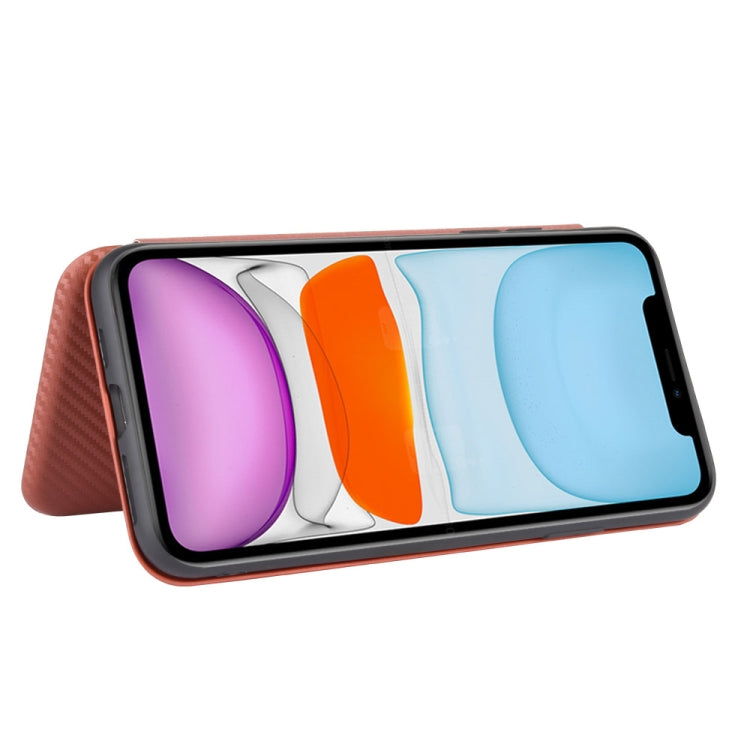 For iPhone 11 Carbon Fiber Texture Horizontal Flip TPU + PC + PU Leather Case with Card Slot