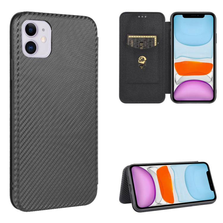 For iPhone 12 / 12 Pro Carbon Fiber Texture Horizontal Flip TPU + PC + PU Leather Case with Card Slot