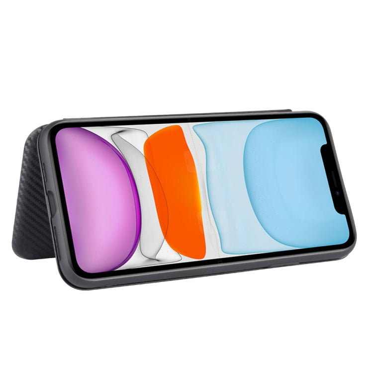 For iPhone 12 / 12 Pro Carbon Fiber Texture Horizontal Flip TPU + PC + PU Leather Case with Card Slot
