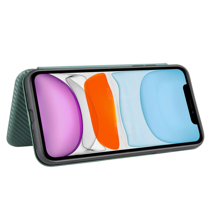 For iPhone 12 / 12 Pro Carbon Fiber Texture Horizontal Flip TPU + PC + PU Leather Case with Card Slot