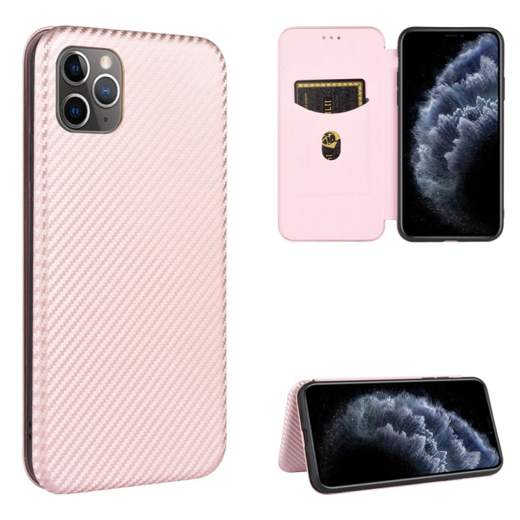 For iPhone 12 Pro Max Carbon Fiber Texture Horizontal Flip TPU + PC + PU Leather Case with Card Slot
