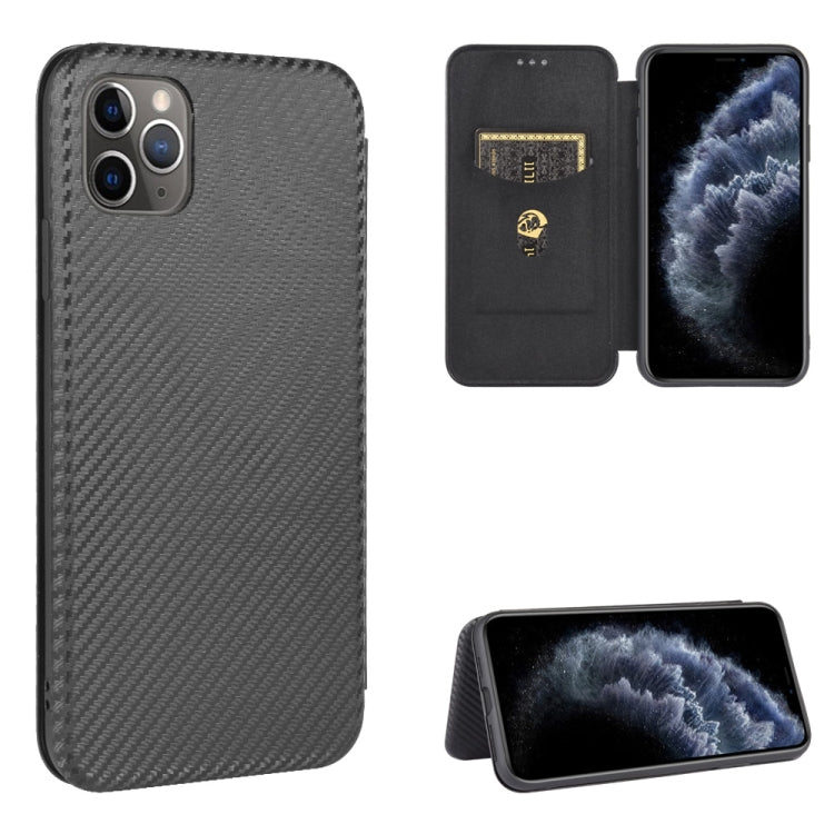 For iPhone 12 Pro Max Carbon Fiber Texture Horizontal Flip TPU + PC + PU Leather Case with Card Slot